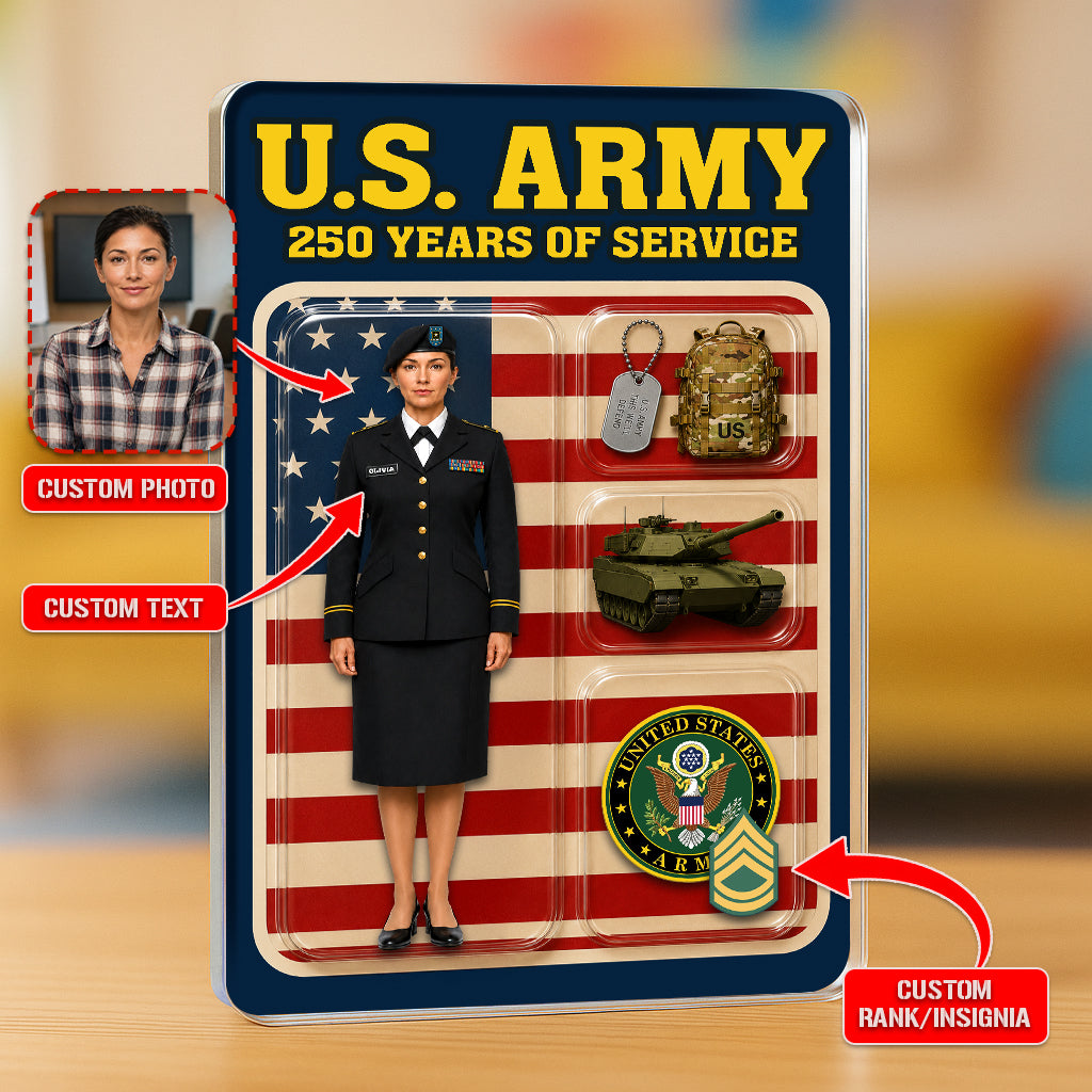 Personalized US Army 250th Years Of Service Custom Figure Acrylic Block