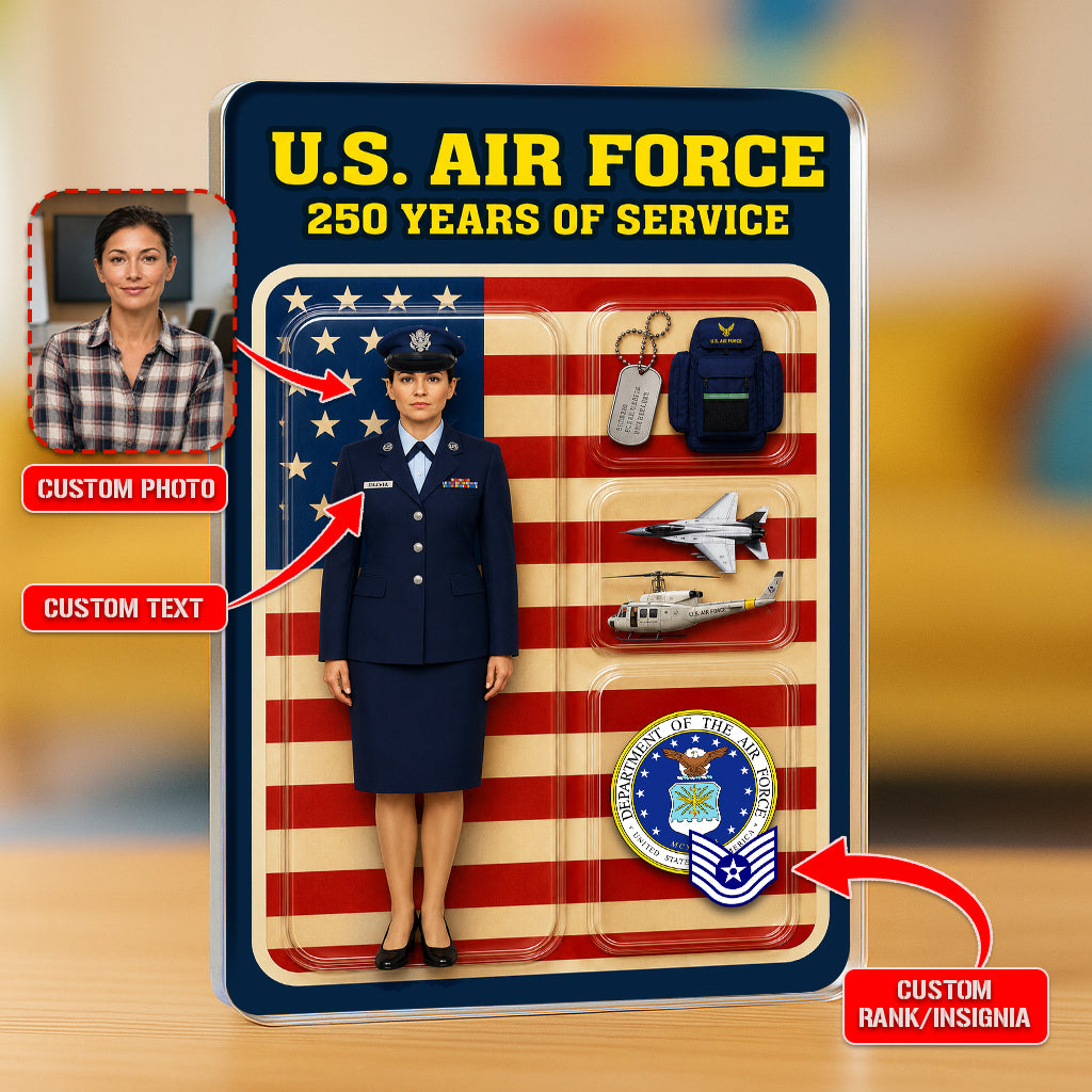 Personalized US Air Force 250th Years Of Service Custom Figure Acrylic Block