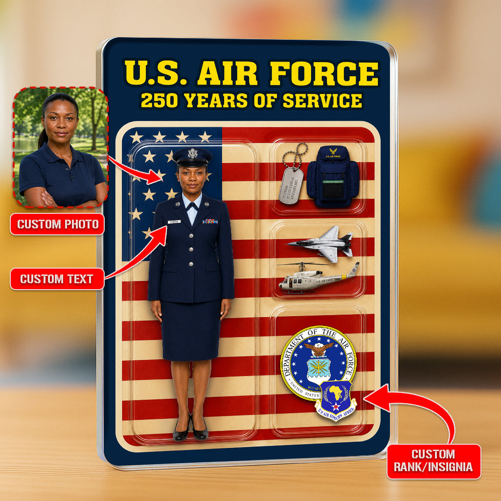 Personalized US Air Force 250th Years Of Service Custom Figure Acrylic Block