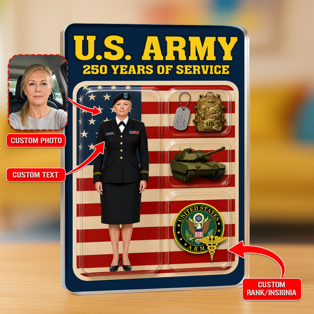 Personalized US Army 250th Years Of Service Custom Figure Acrylic Block