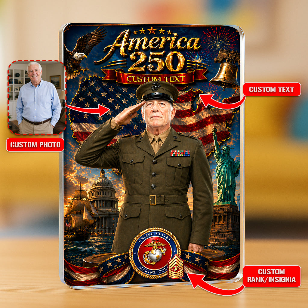 America 250 USMC Service Uniform Custom Figure Acrylic Block