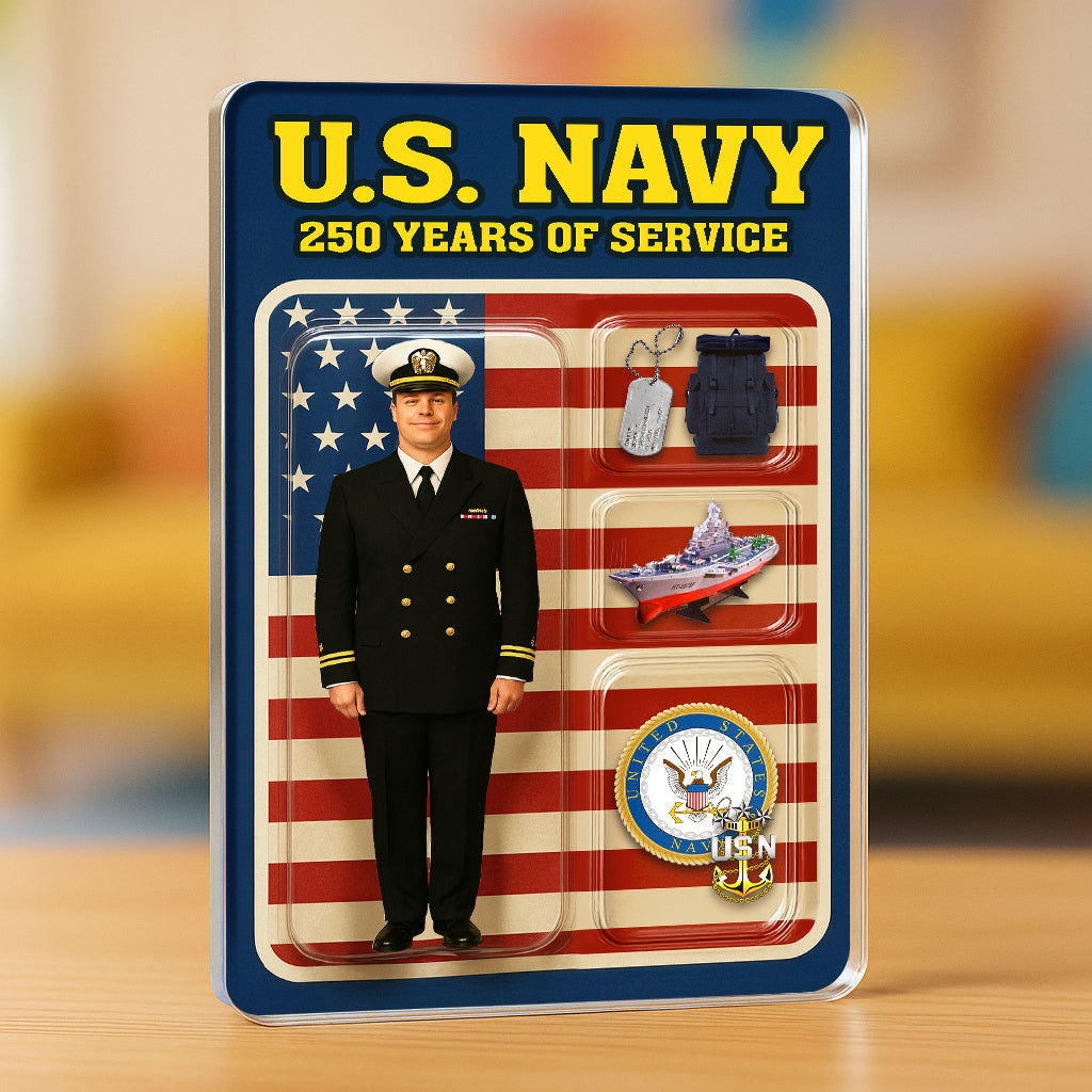 Personalized US Navy 250th Years Of Service Custom Figure Acrylic Block