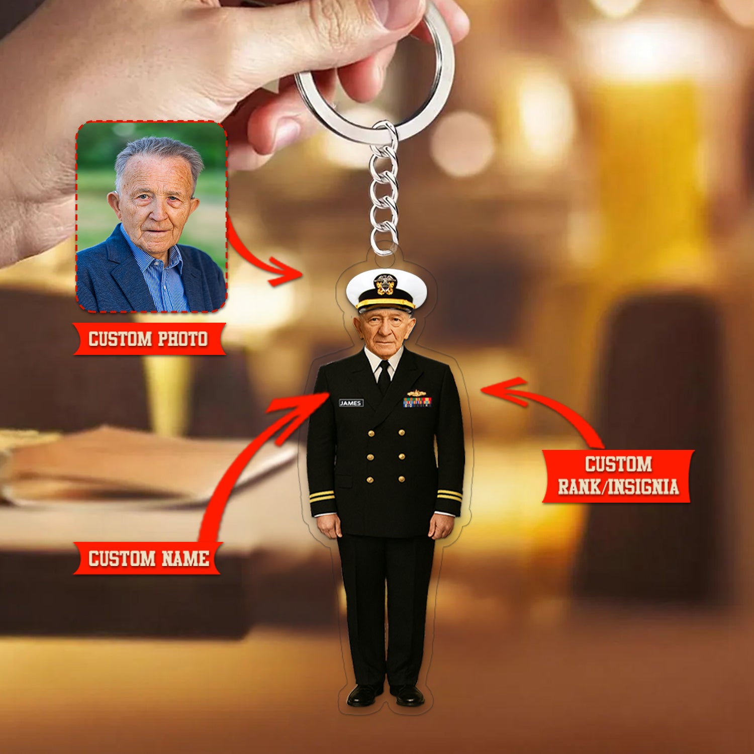 Personalized US Navy Custom Figure Acrylic Keychain