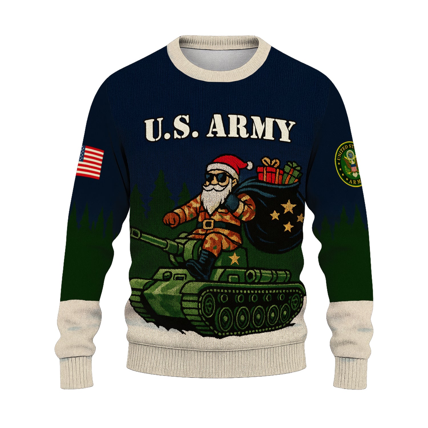 US Army Santa Tanker Ugly Christmas Sweater