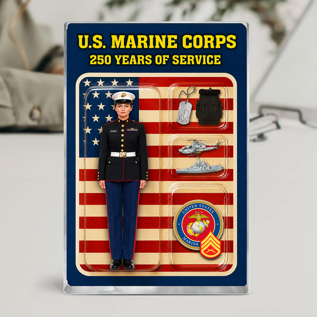 Personalized MARlNE 250th Years Of Service Custom Figure MARlNE Male Officer Blue Dress Uniform Acrylic Block