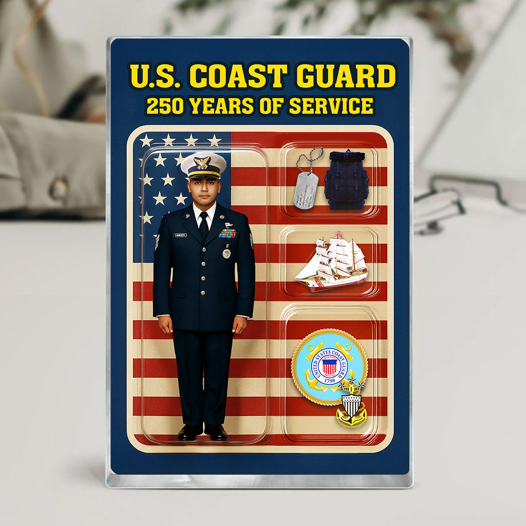 Personalized US Coast Guard 250th Years Of Service Custom Figure Acrylic Block