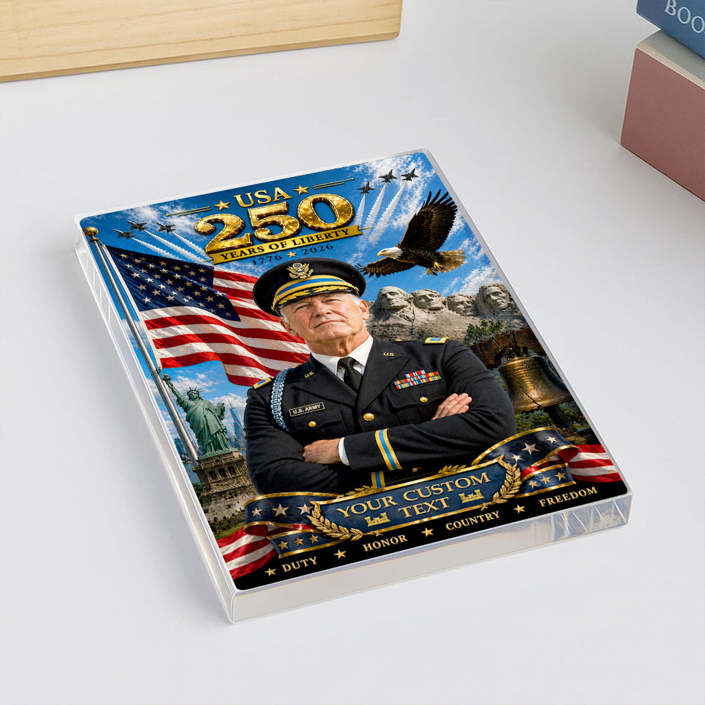 USA 250 Years Of Liberty Custom US Army Service Uniform Figure Acrylic Block