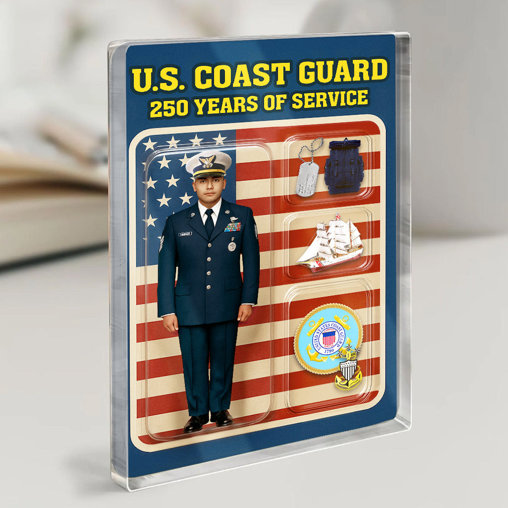 Personalized US Coast Guard 250th Years Of Service Custom Figure Acrylic Block