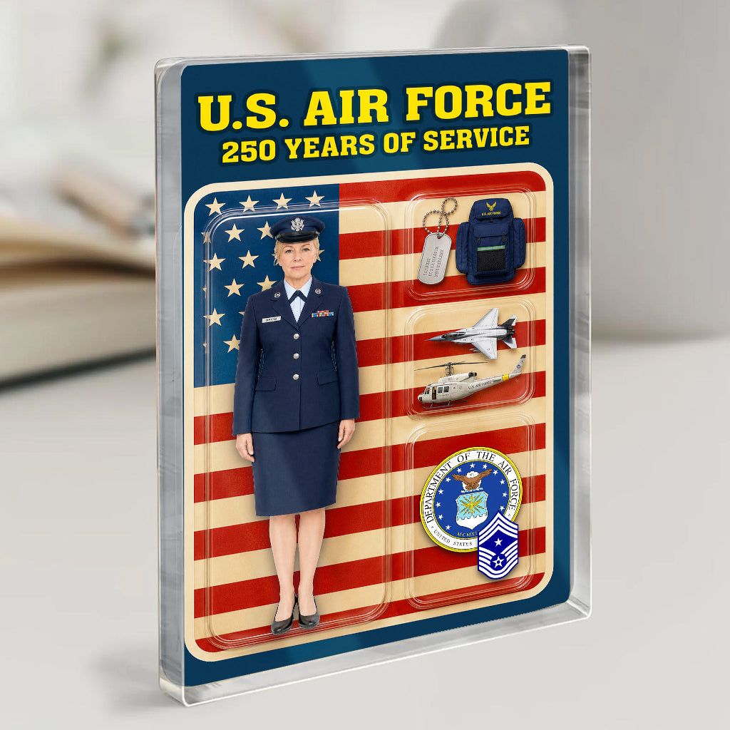 Personalized US Air Force 250th Years Of Service Custom Figure Acrylic Block