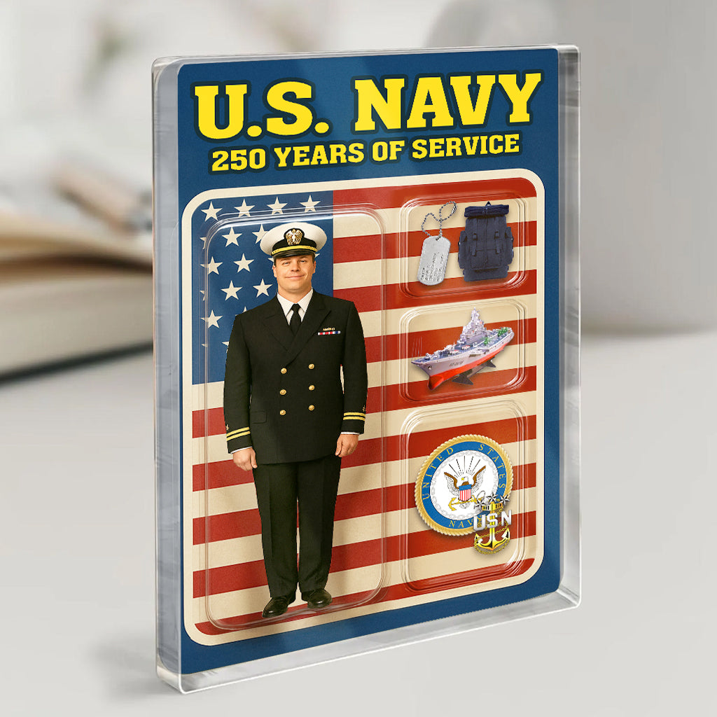 Personalized US Navy 250th Years Of Service Custom Figure Acrylic Block