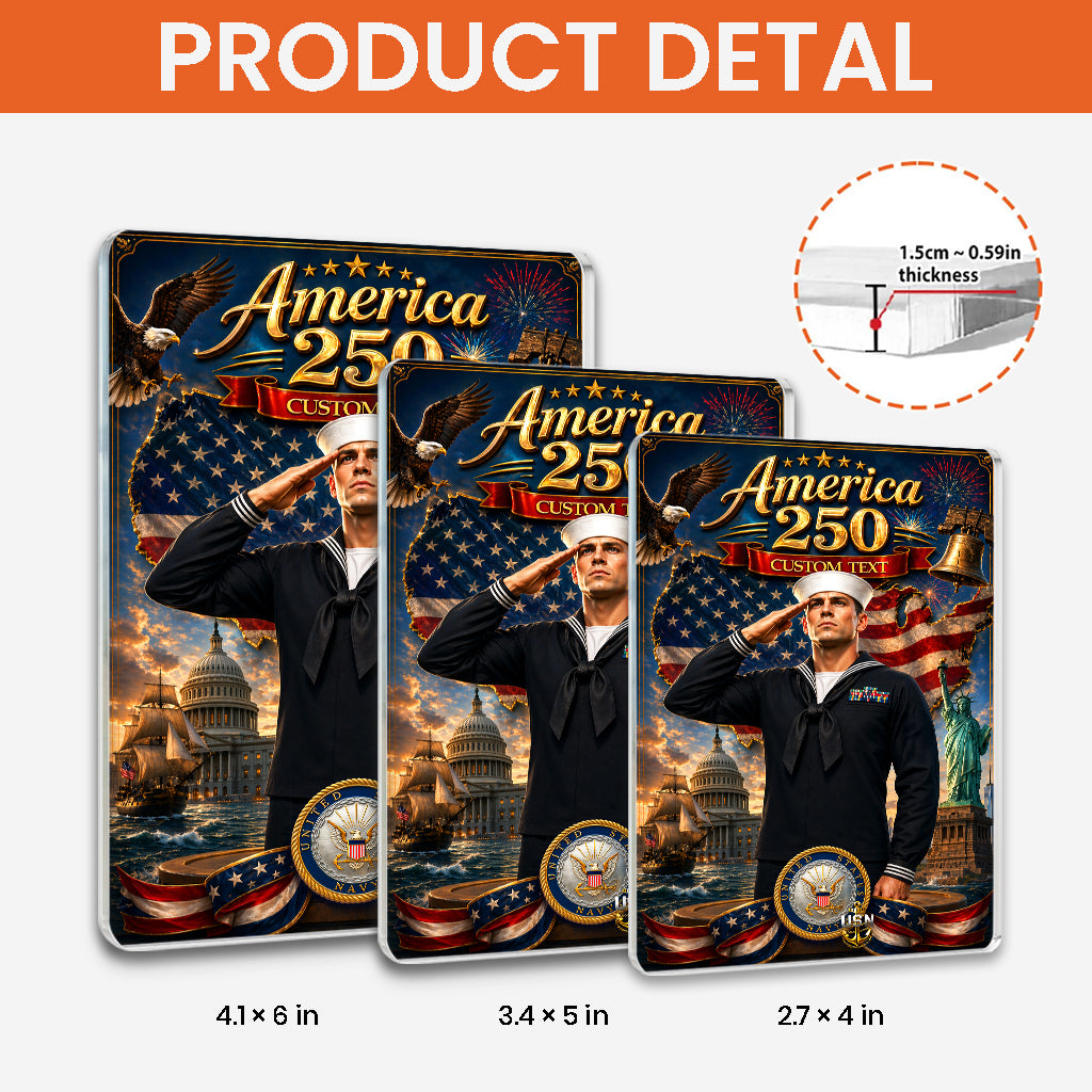 America 250th Custom Figure US Navy Male Enlisted Ceremonial Uniform Full Dress Blue Acrylic Block