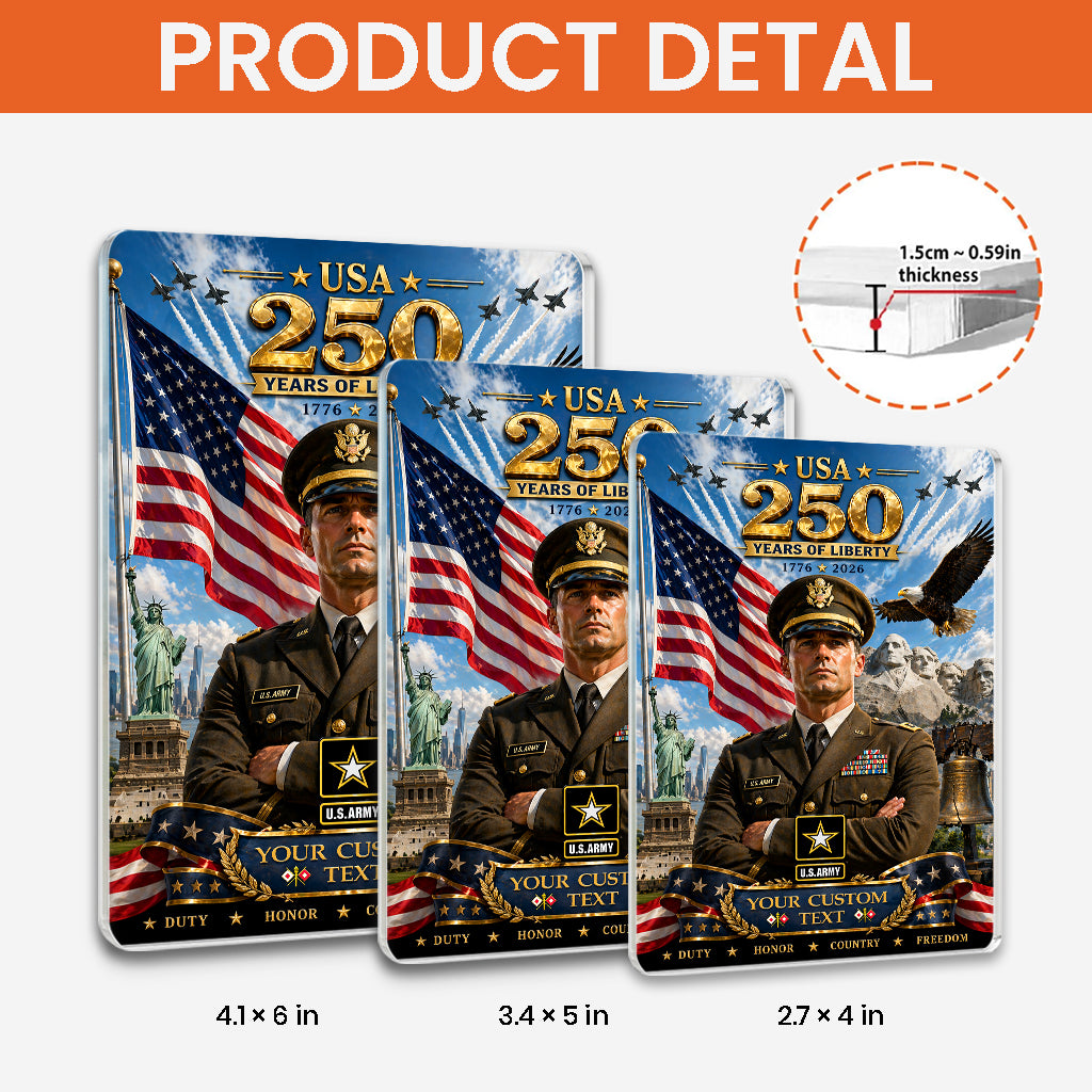 USA 250 Years Of Liberty Custom US Army Green Service Uniform Figure Acrylic Block