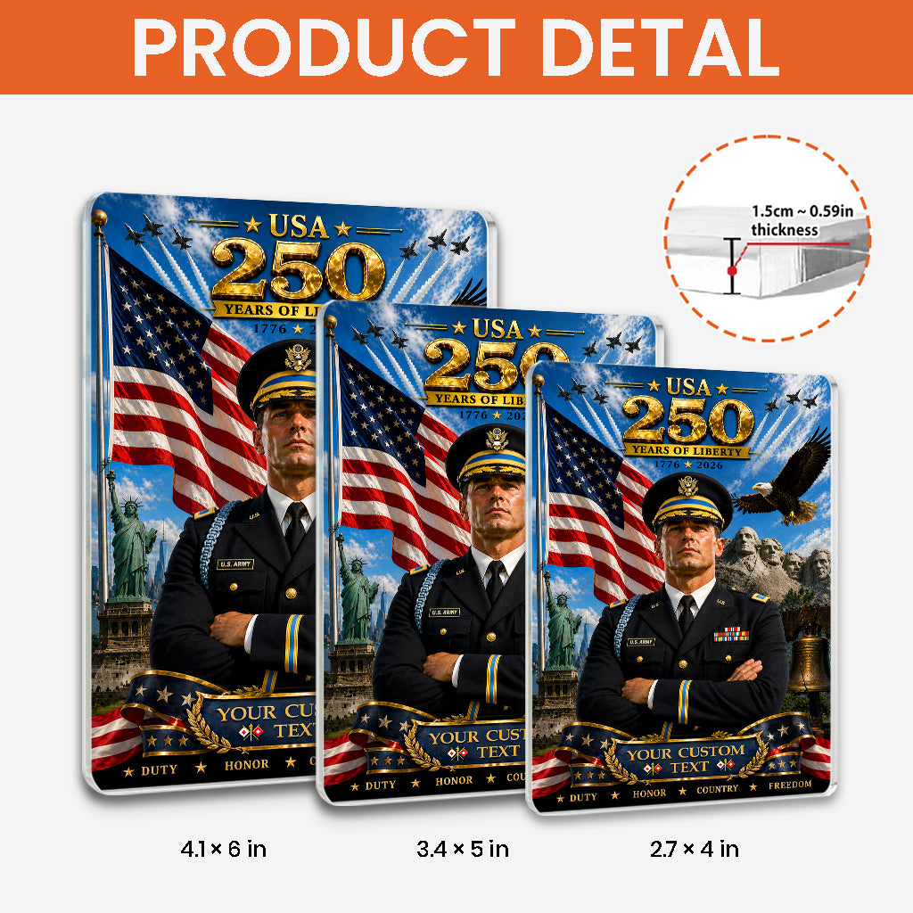 USA 250 Years Of Liberty Custom US Army Service Uniform Figure Acrylic Block