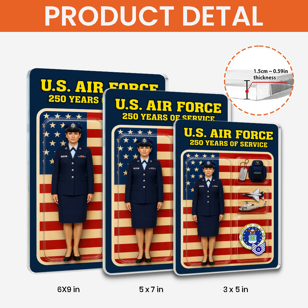 Personalized US Air Force 250th Years Of Service Custom Figure Acrylic Block