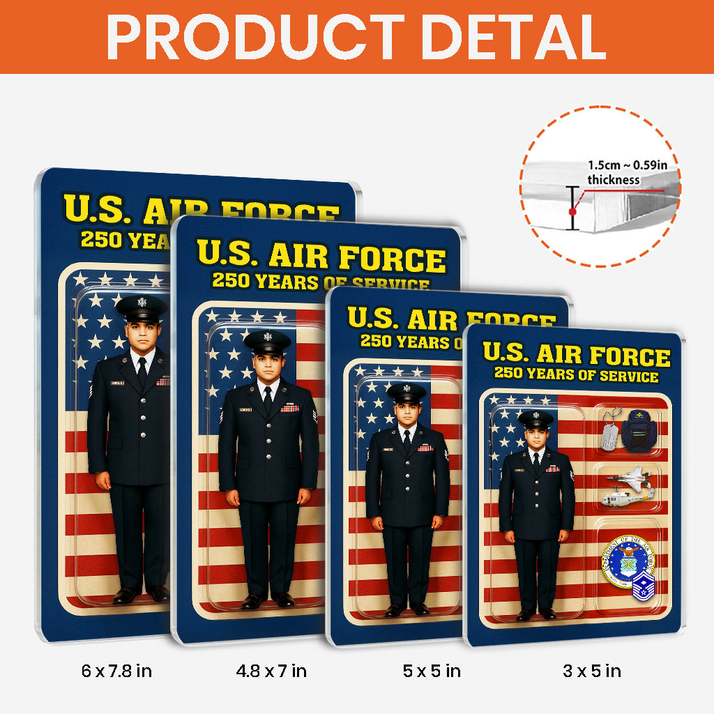 Personalized US Air Force 250th Years Of Service Custom Figure Acrylic Block
