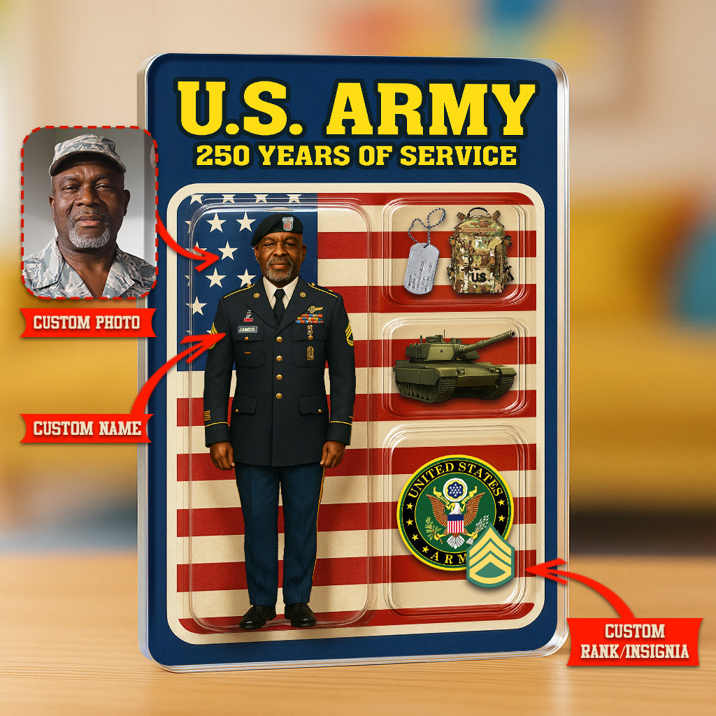 Personalized US Army 250th Years Of Service Custom Figure Acrylic Block