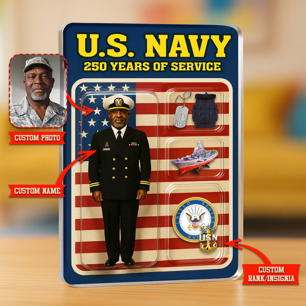 Personalized US Navy 250th Years Of Service Custom Figure Acrylic Block