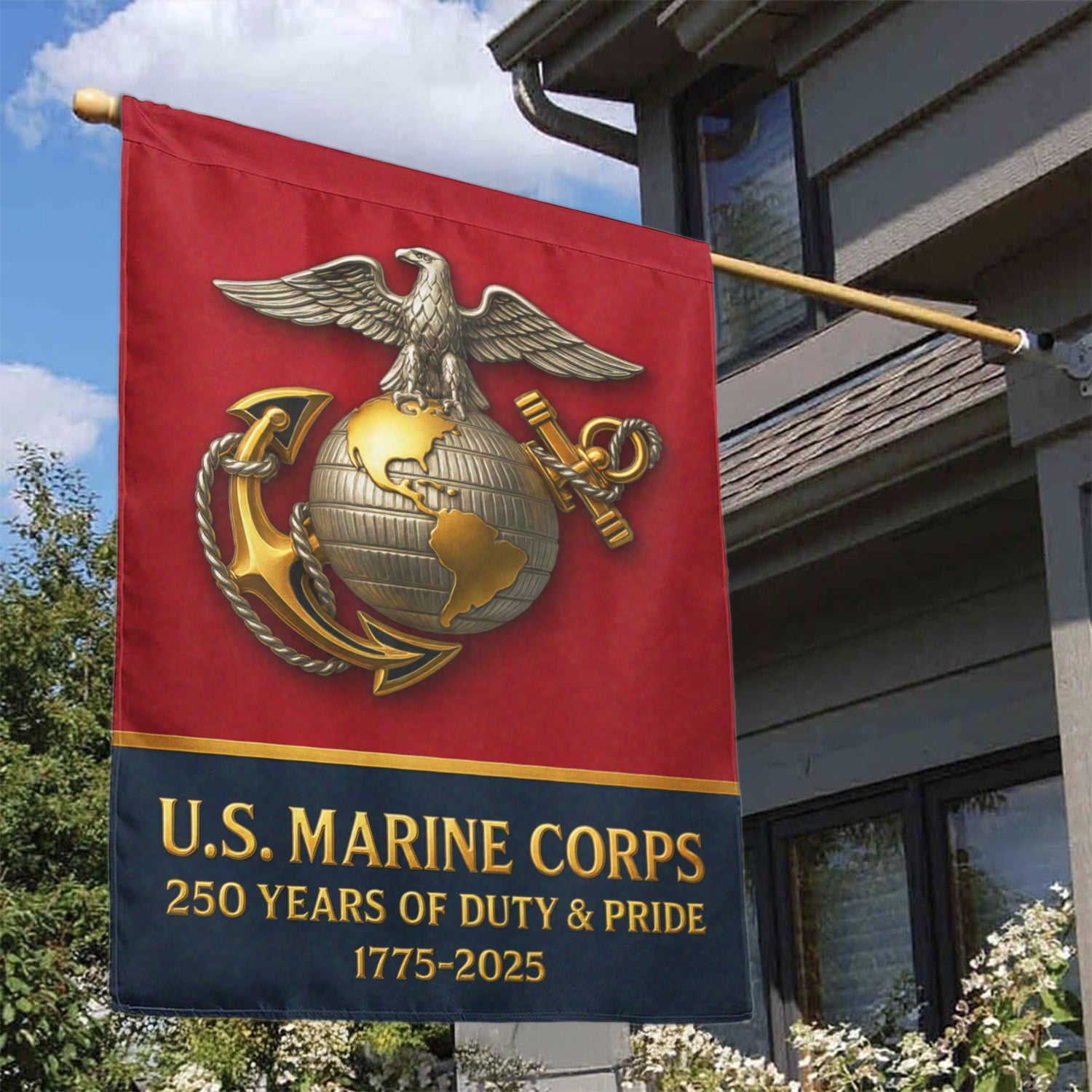 MARlNE 250 Years Of Duty & Pride House Flag 28" x 40" Twin-Side Printing