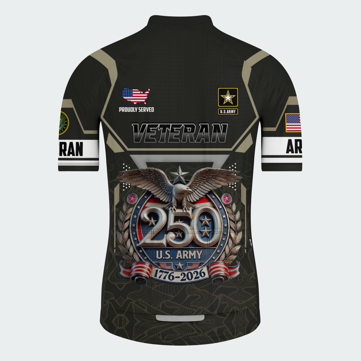 Men’s American Pride Proudly Served Veteran 250th Anniversary Regular Fit Custom Cycling Jersey