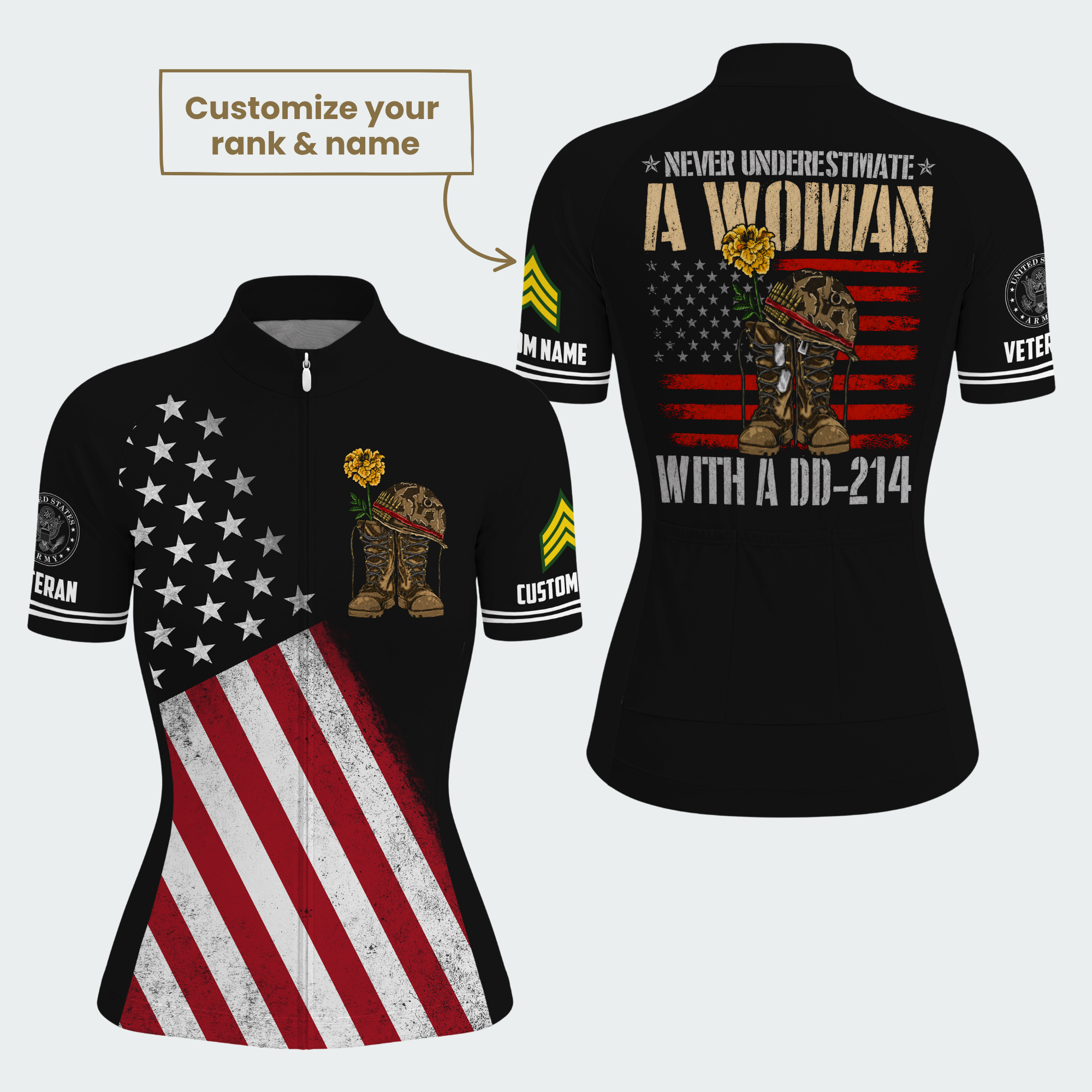 Women’s Personalized Army Female Veteran DD-214 Cycling Jersey & Kit