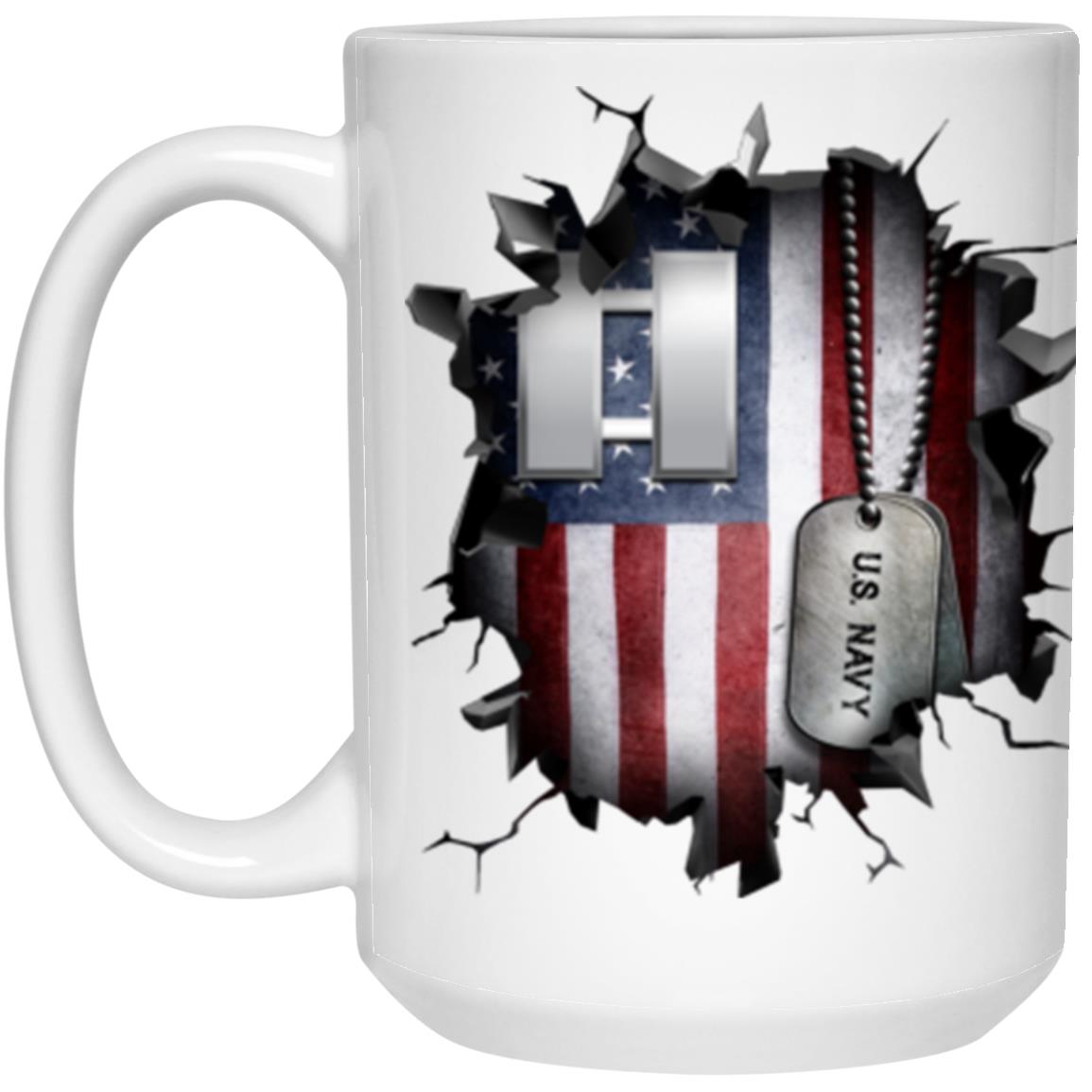 US Navy O-3 Lieutenant O3 LT Junior Officer 3D Break Effect Coffee Mug 11oz - 15oz White Mug