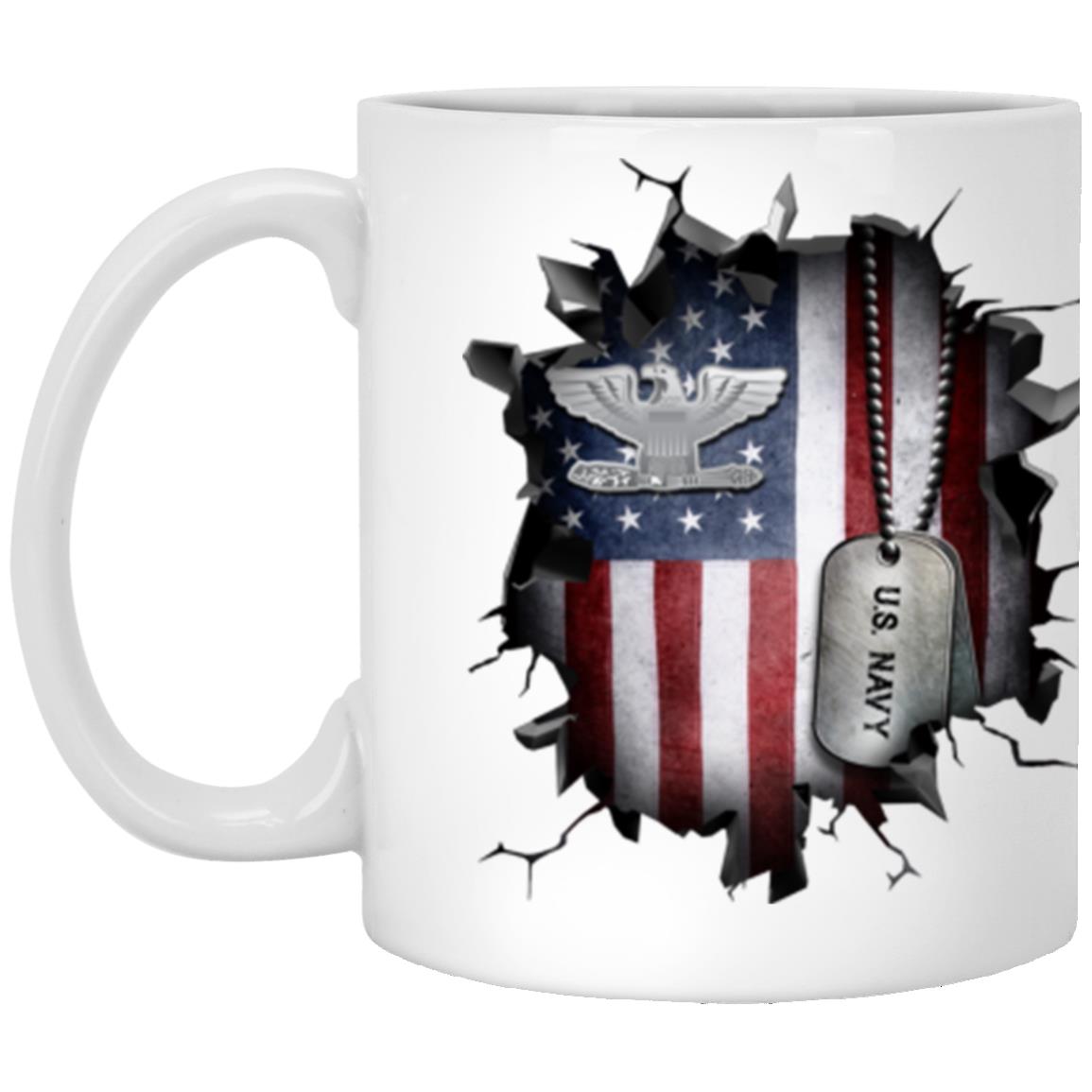 US Navy O-6 Captain O6 CAPT Senior Officer 3D Break Effect Coffee Mug 11oz - 15oz White Mug