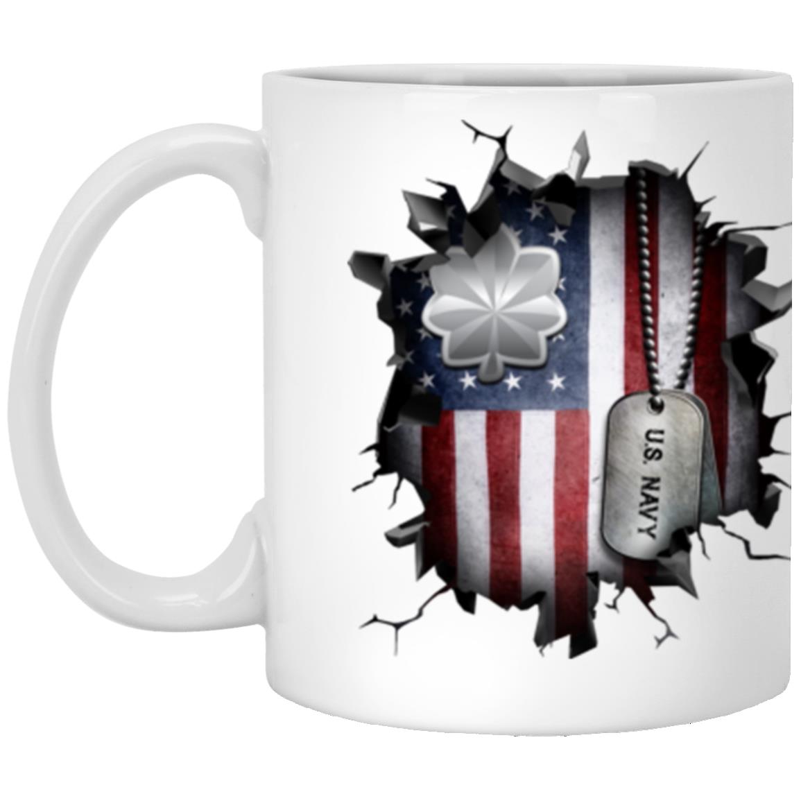 US Navy O-5 Commander O5 CDR Senior Officer 3D Break Effect Coffee Mug 11oz - 15oz White Mug