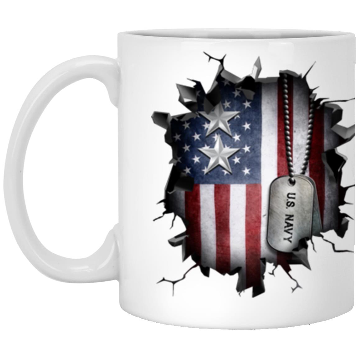 US Navy O-8 Rear Admiral O8 RADM Flag Officer 3D Break Effect Coffee Mug 11oz - 15oz White Mug