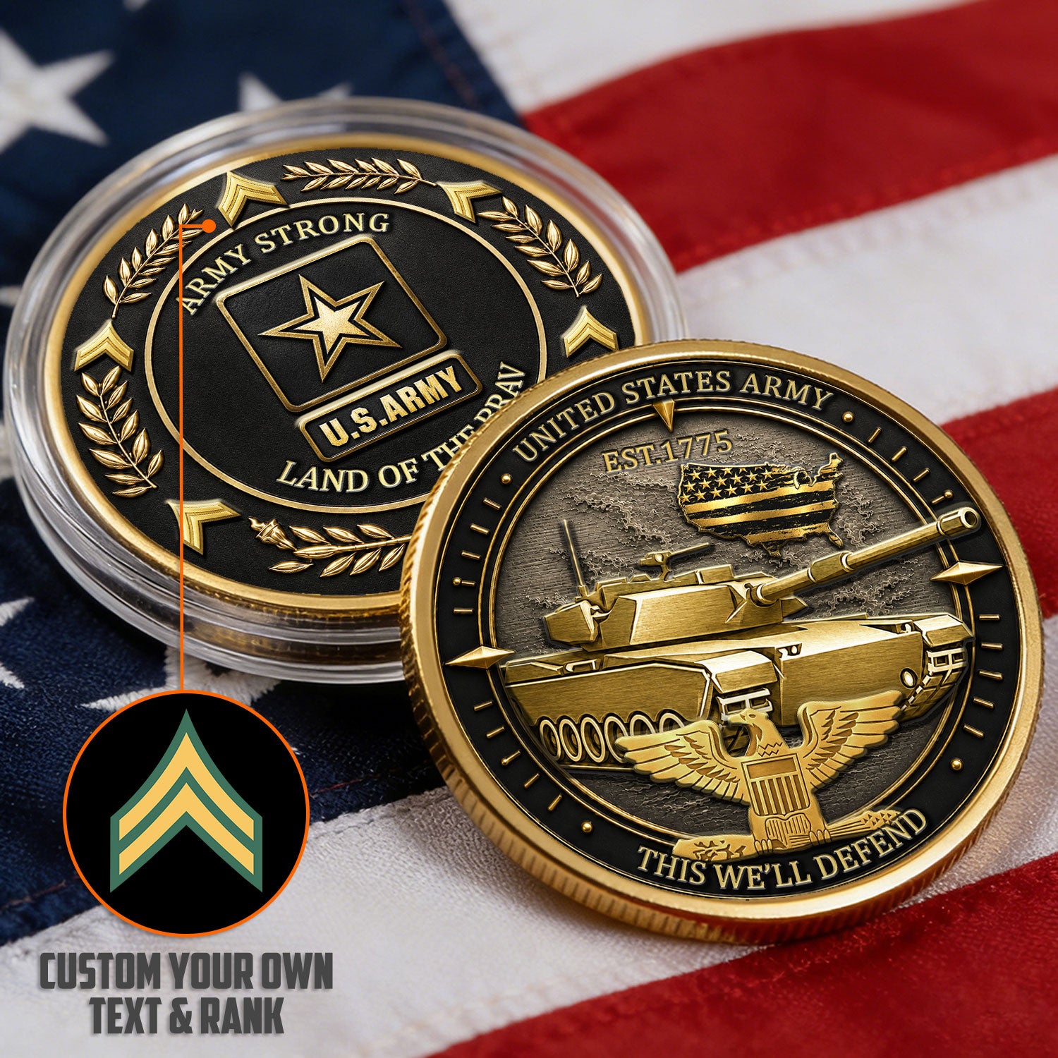 Personalized Army Insignia 3D Challenge Coin Military Keepsake