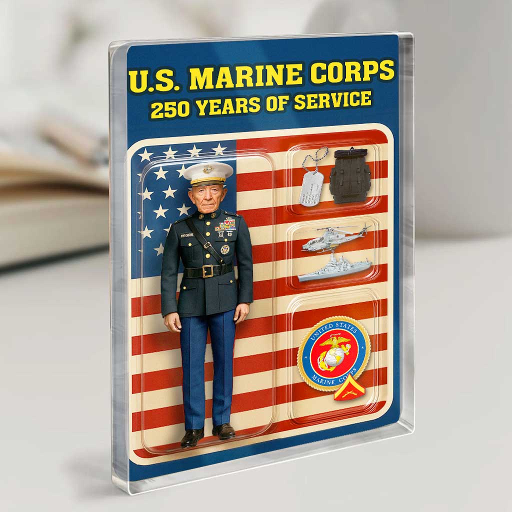 Personalized MARlNE 250th Years Of Service Custom Figure MARlNE Male Officer Blue Dress Uniform Acrylic Block
