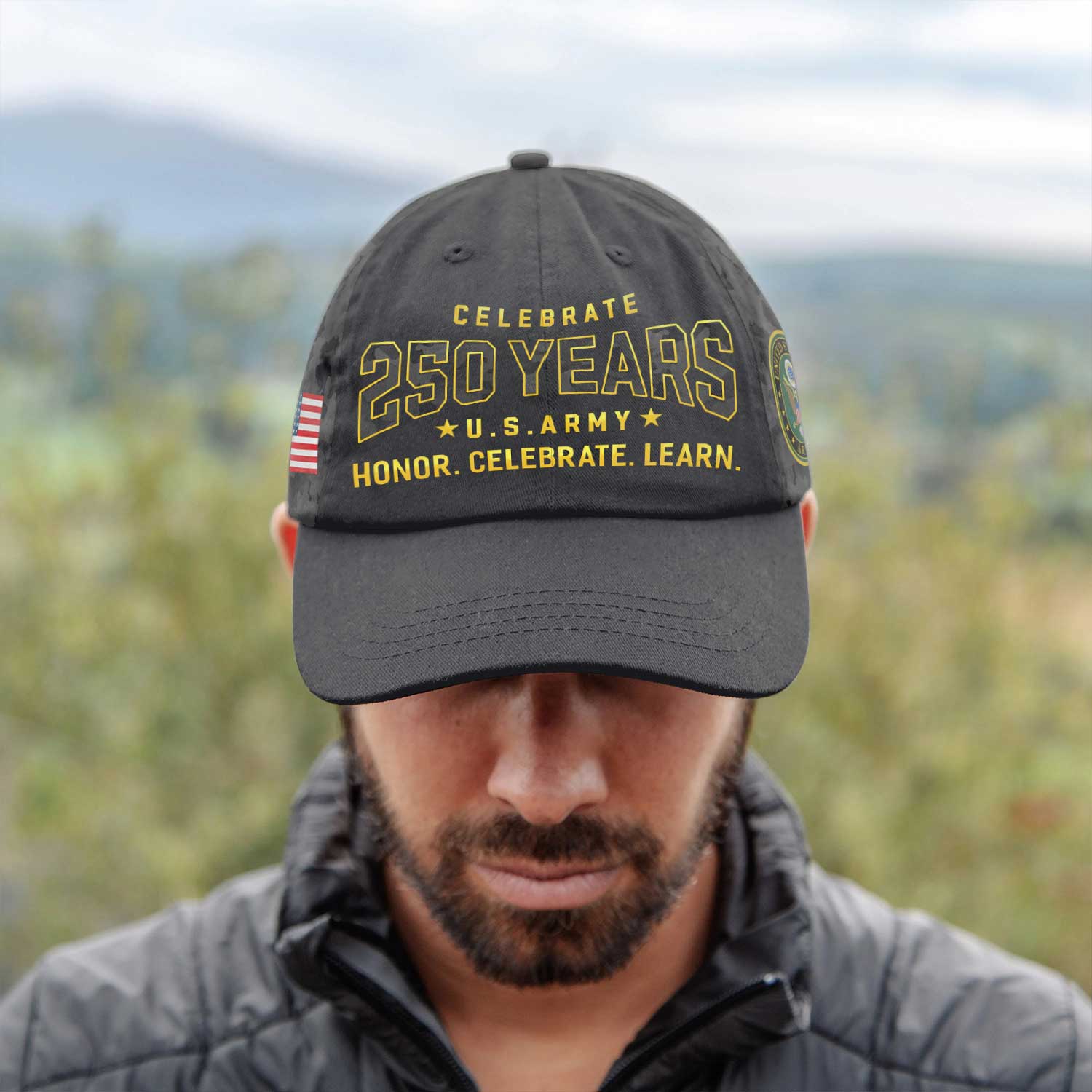 US Army Celebrate 250 Years All Over Prints Premium Classic Cap