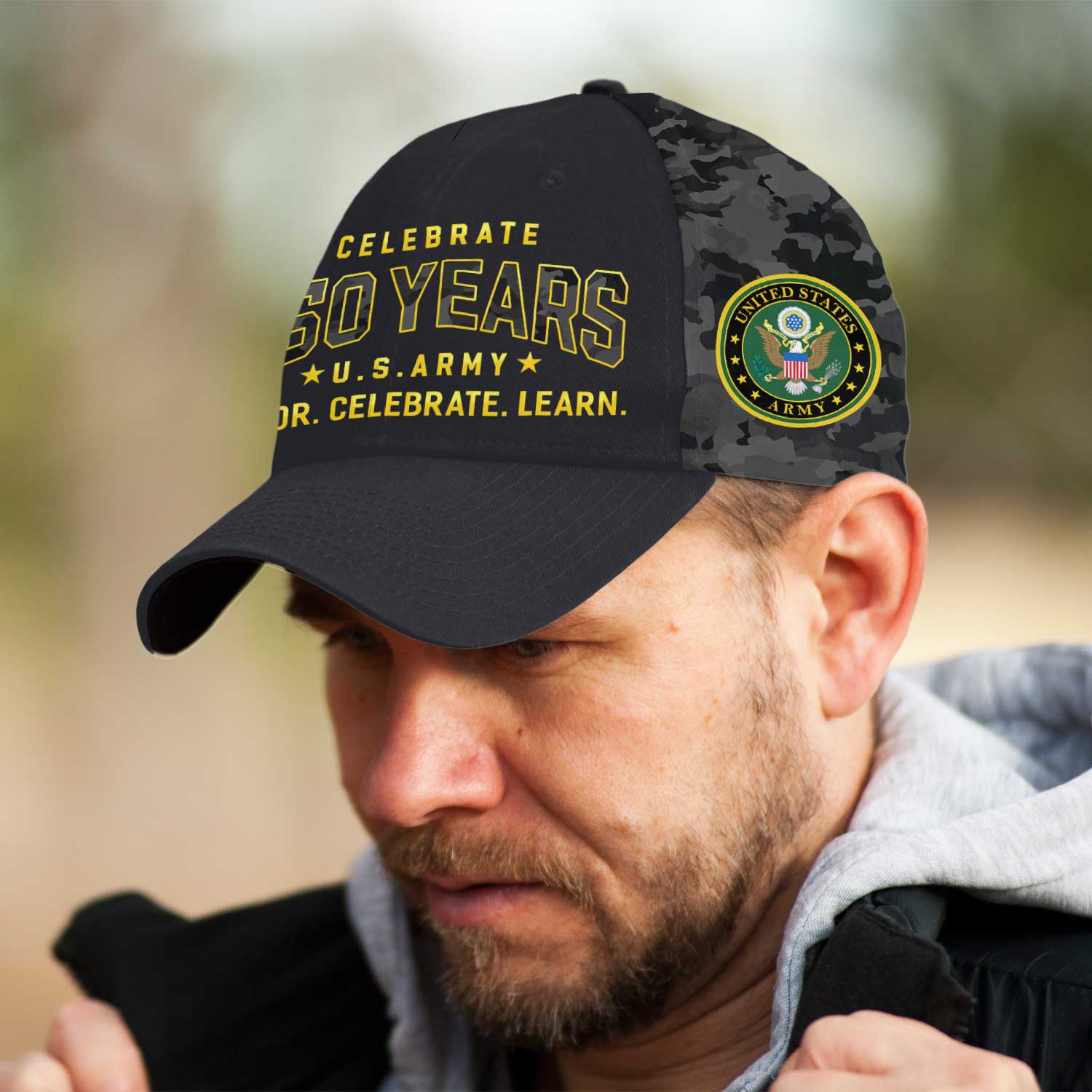 US Army Celebrate 250 Years All Over Prints Premium Classic Cap