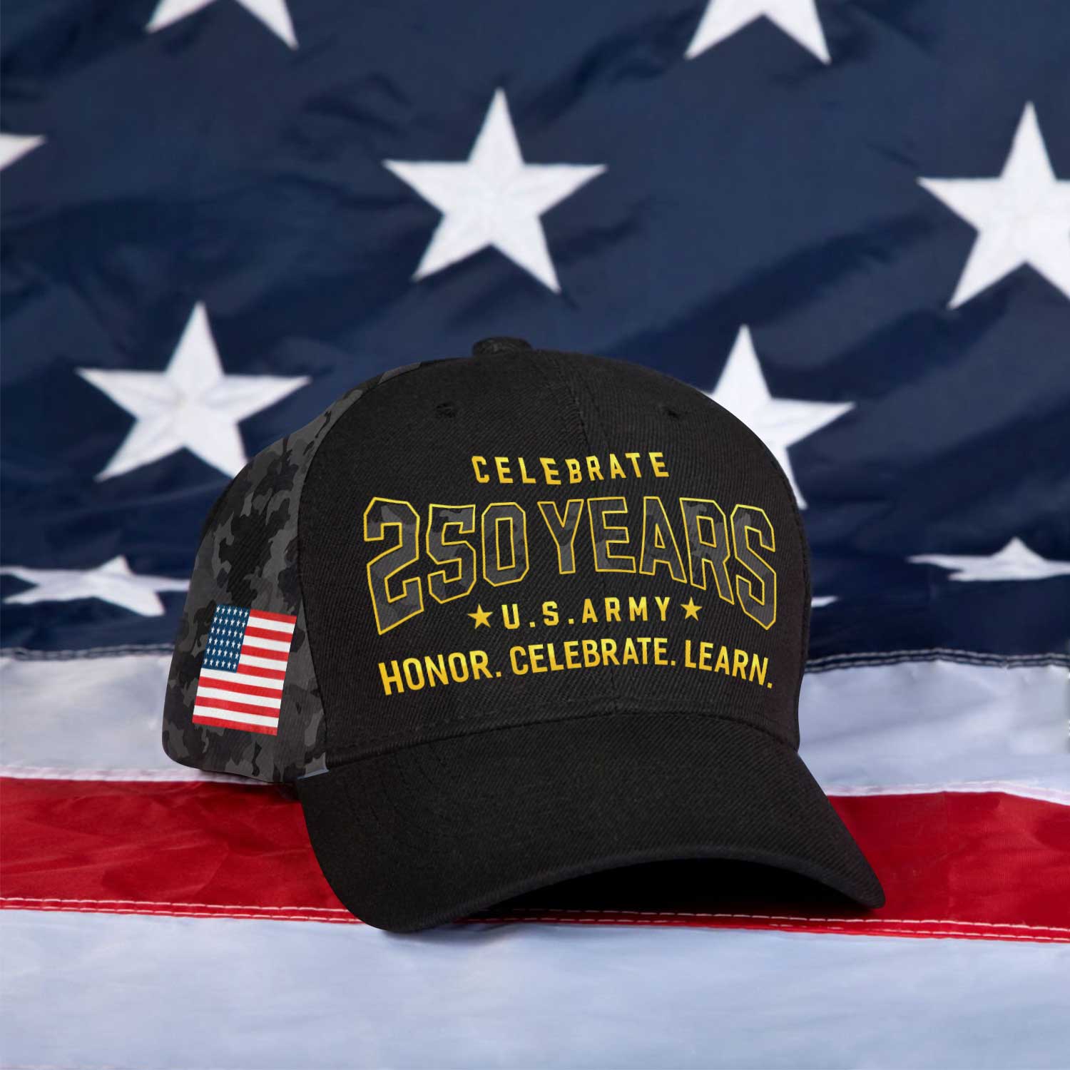 US Army Celebrate 250 Years All Over Prints Premium Classic Cap