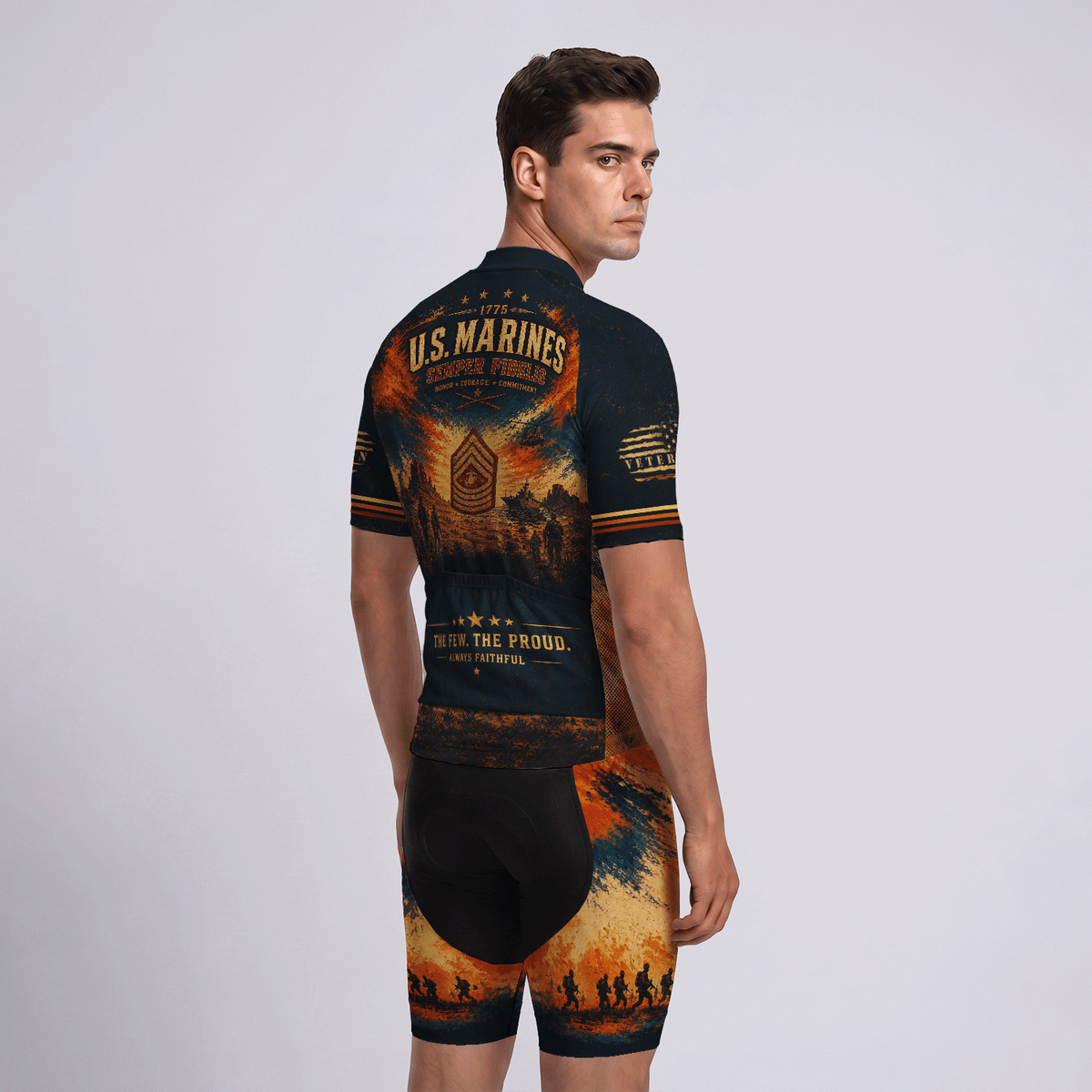 Custom US Marine Cycling Jersey Personalized Marine Veteran Rank Bike Jersey