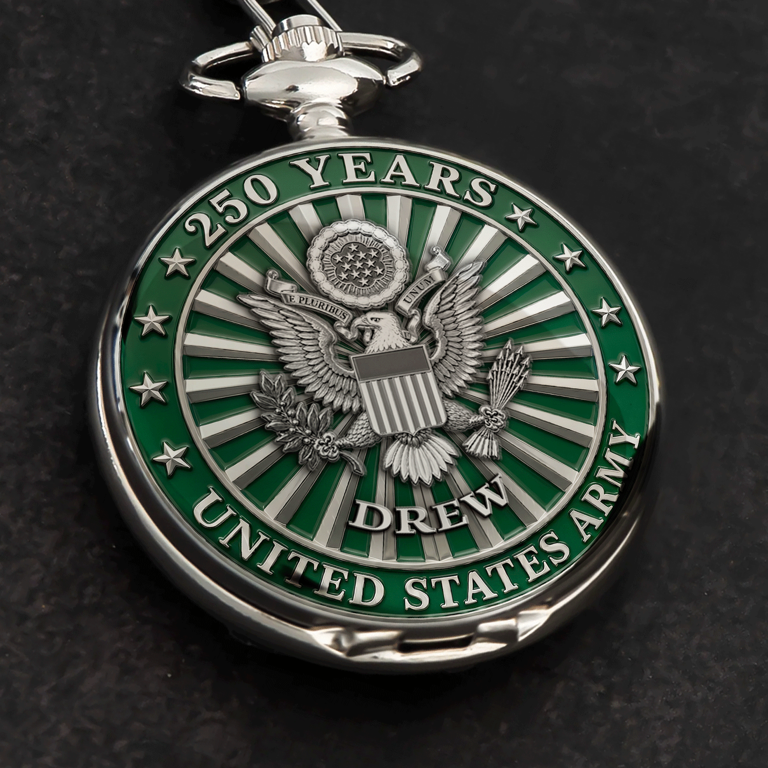 US Army Custom Rank Name Pocket Watch Collectible Gift