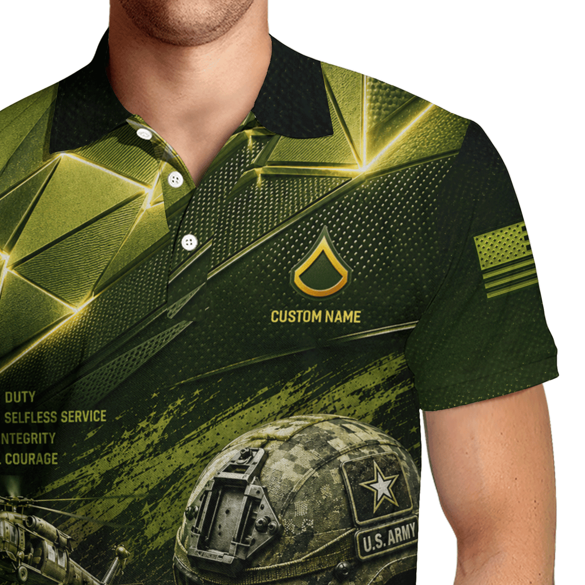 Personalized US Army Rank 3D All-Over Print Polo Shirt Gift