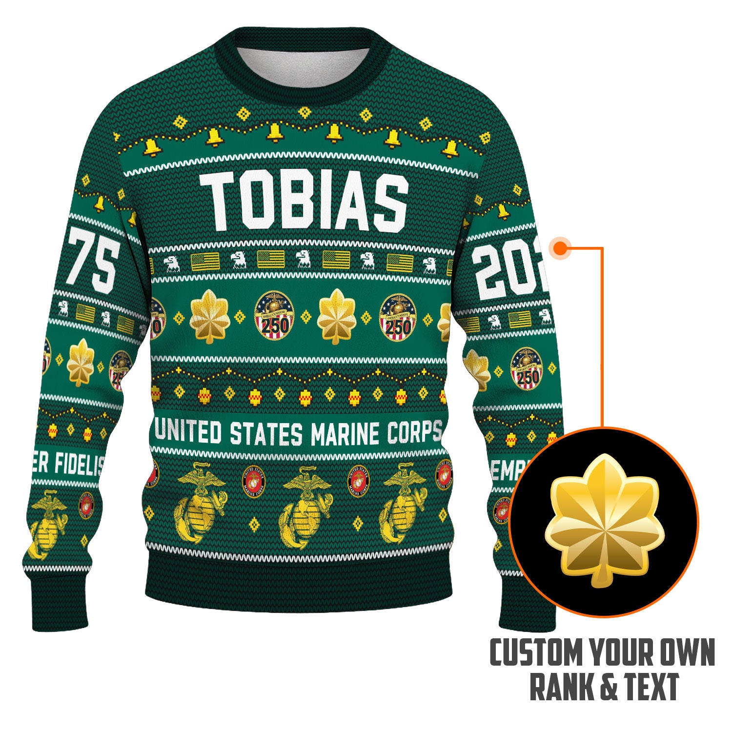 Custom Ranks And Text USMC Ugly Christmas Sweater for Women Men KAUST03