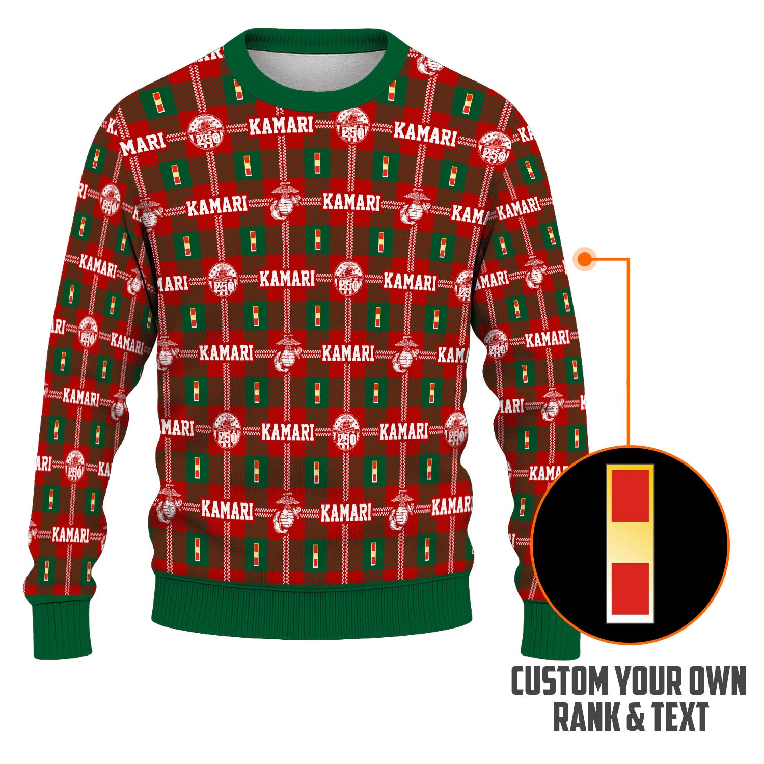 Custom Ranks And Text USMC Ugly Christmas Sweater for Women Men KAUST05