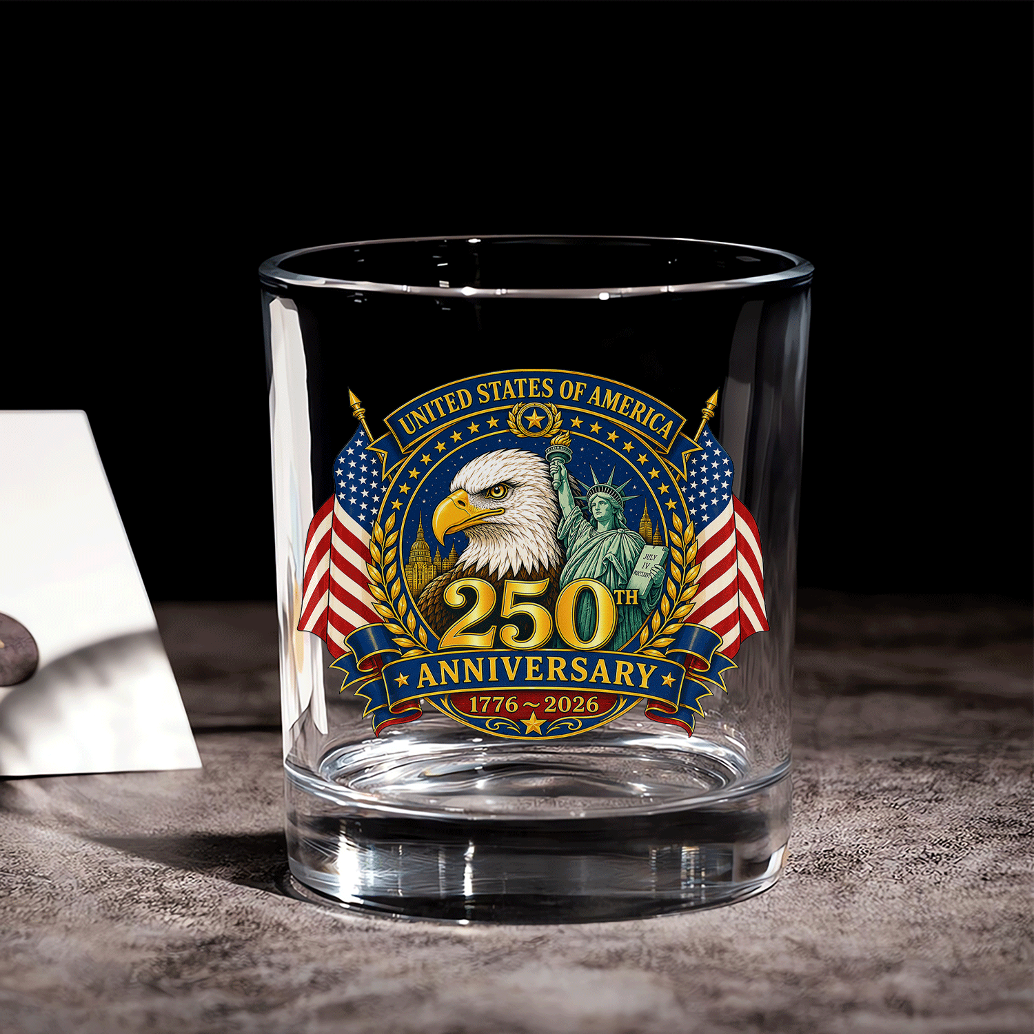 America 250 Memorial Whiskey Glass Freedom Collector Gift