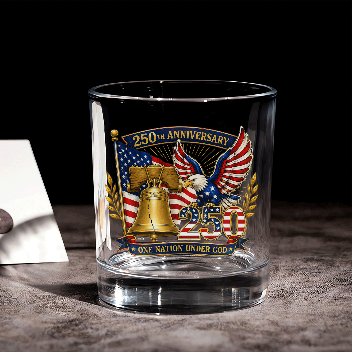 USA 250 Years Liberty Bourbon Glass Patriotic Souvenir
