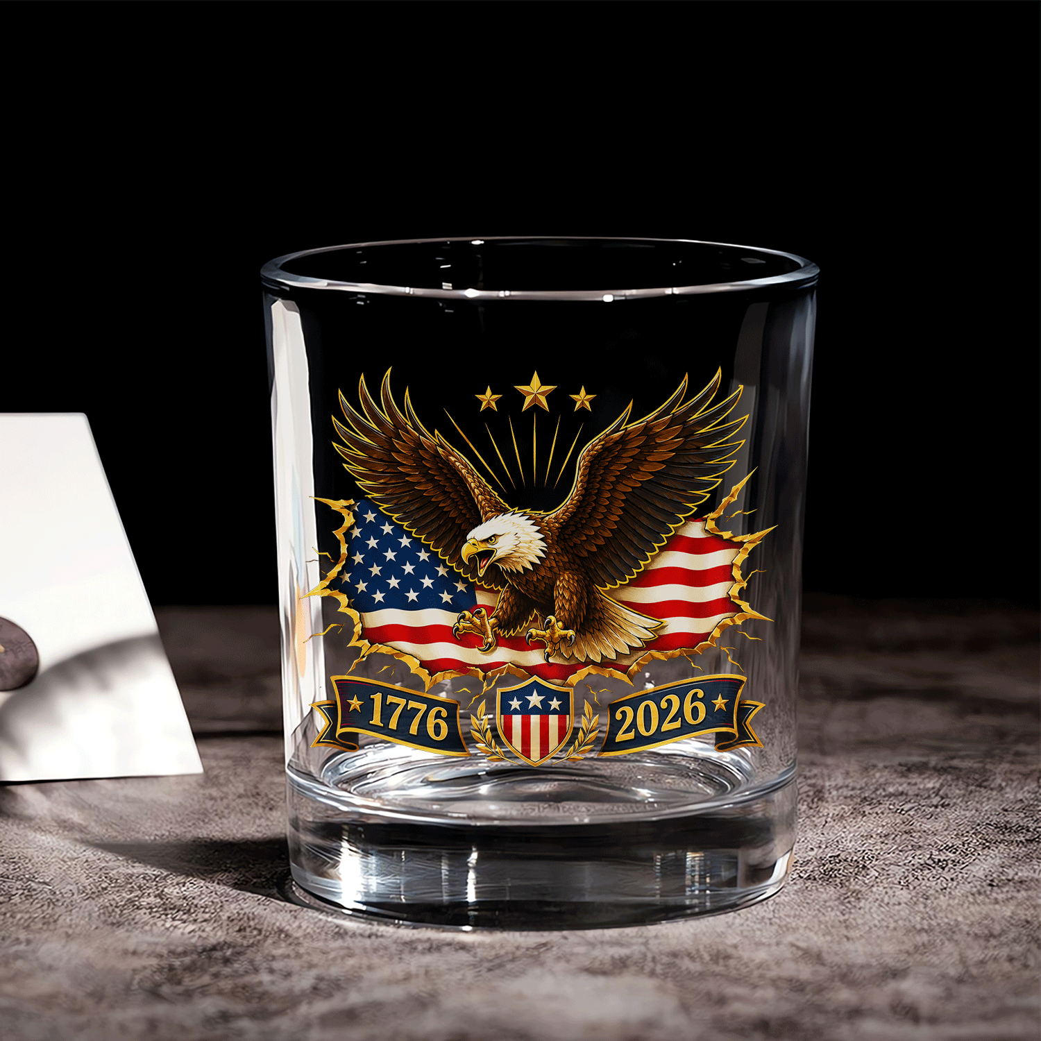 USA 1776-2026 Bourbon Glass American Independence Tribute