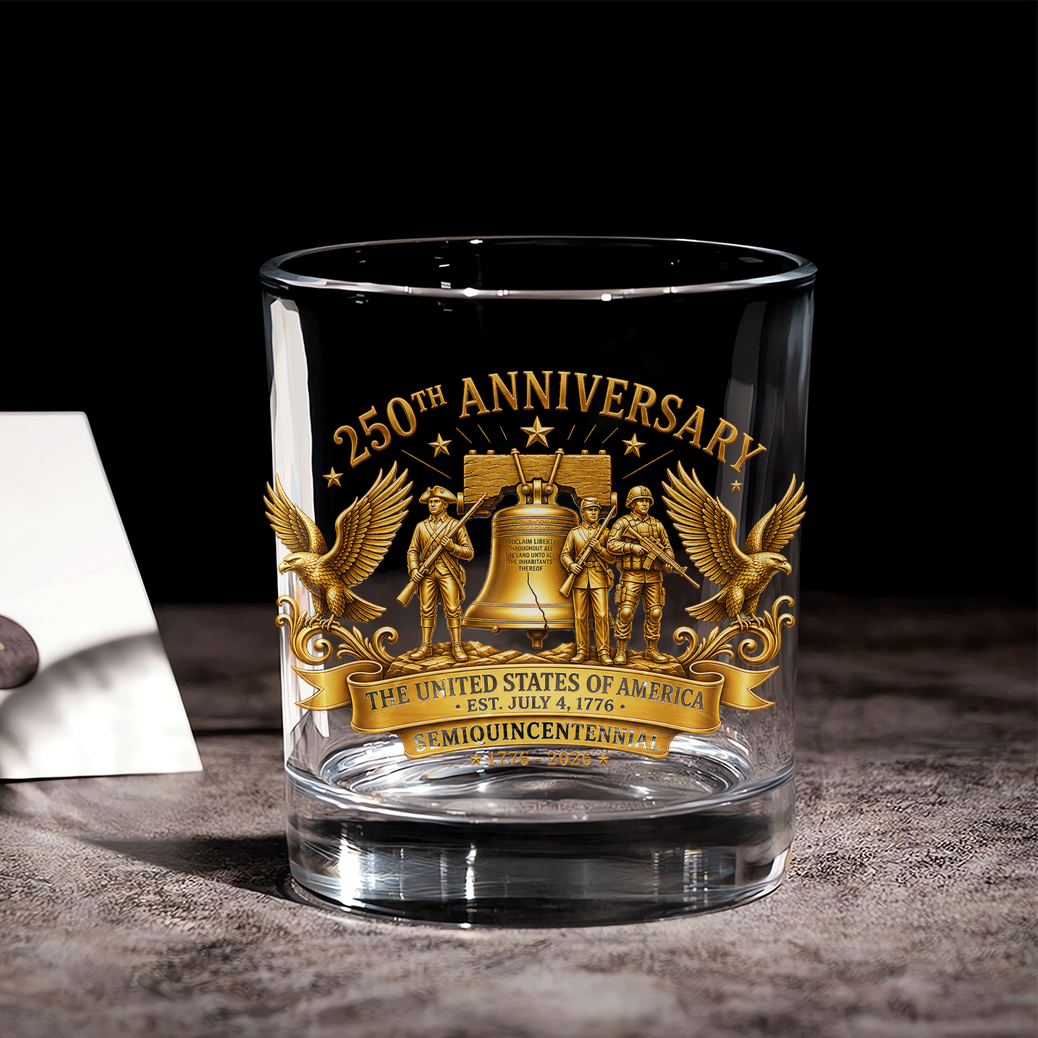 USA 250th Anniversary Whiskey Tumbler American Freedom Gift