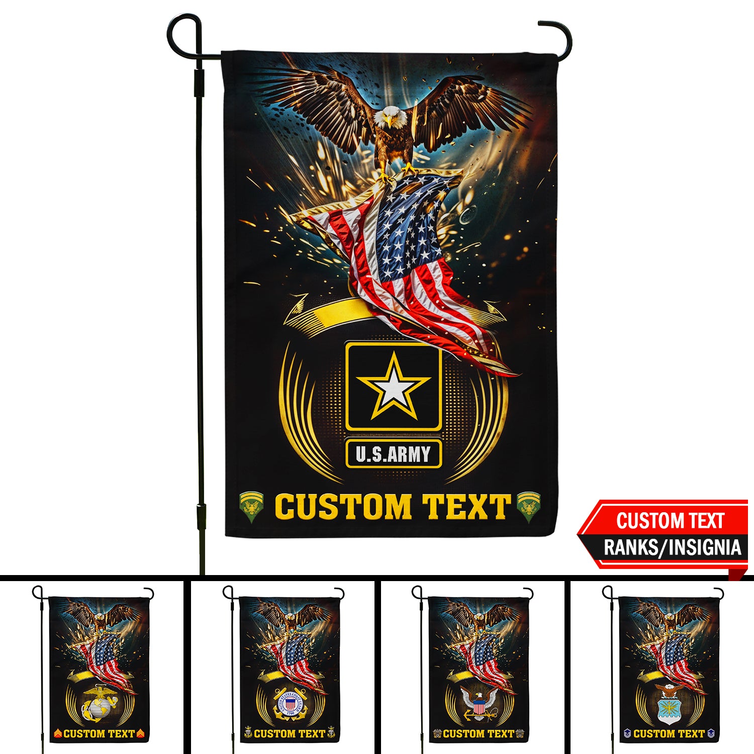 Personalized US Military Logo/Insignia And Text JFLAG42 Garden Flag, House Flag Twin-Side Printing