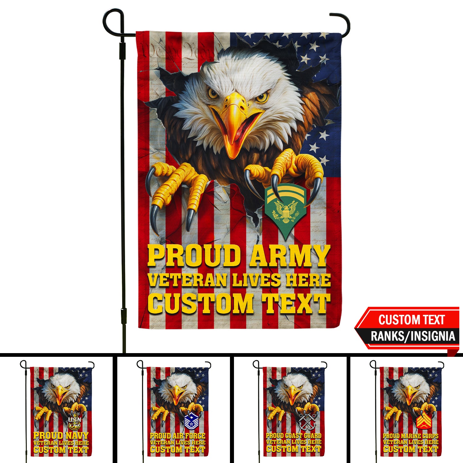 Personalized US Military Logo/Insignia And Text JFLAG35 Garden Flag, House Flag Twin-Side Printing
