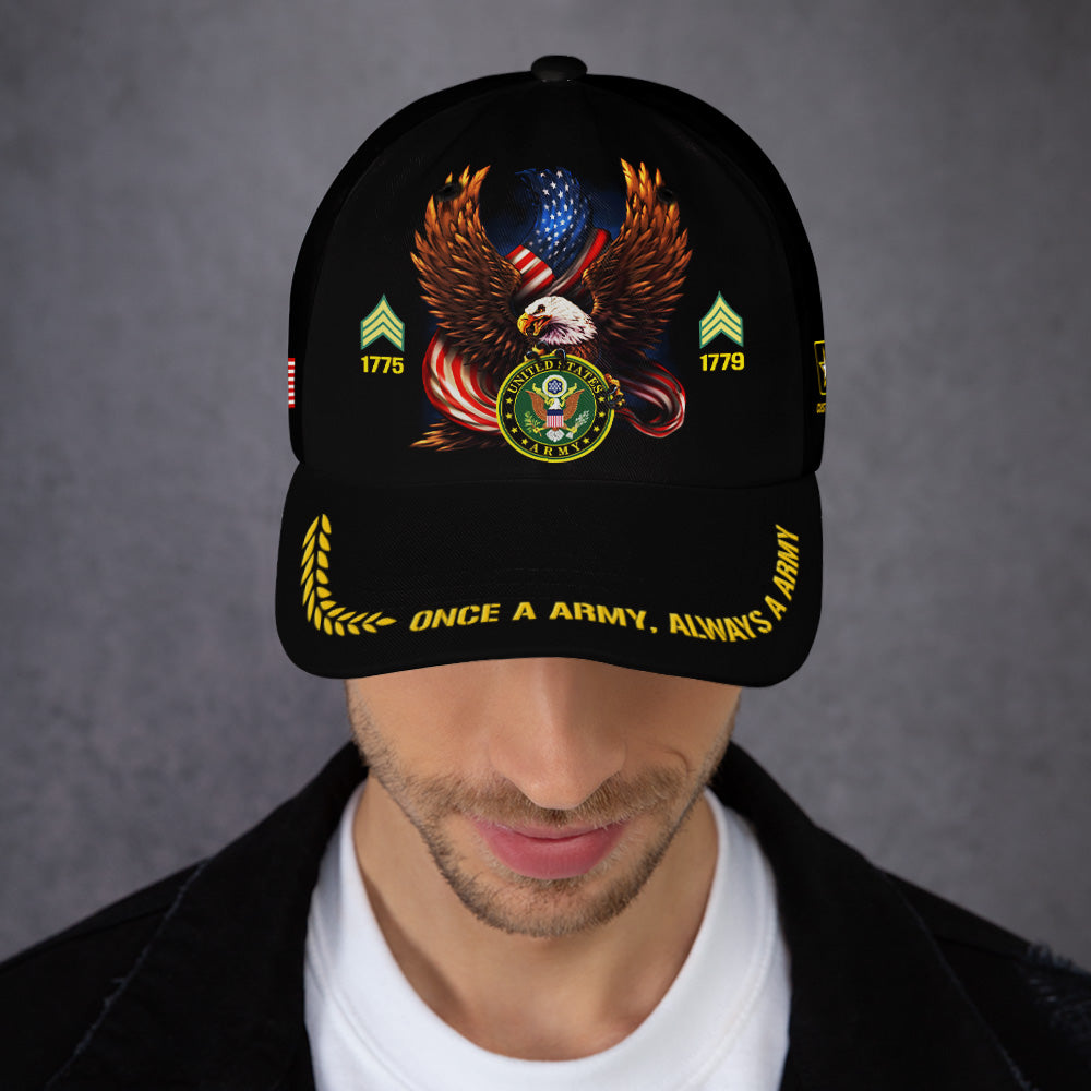 Custom Ranks/Insignia, Personalized Name And Years Served All Over Prints Premium Classic Cap JAOVC15