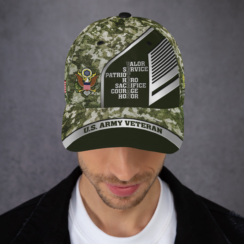 Custom Ranks/Insignia, Personalized Name And Years Served All Over Prints Premium Classic Cap JAOVC16