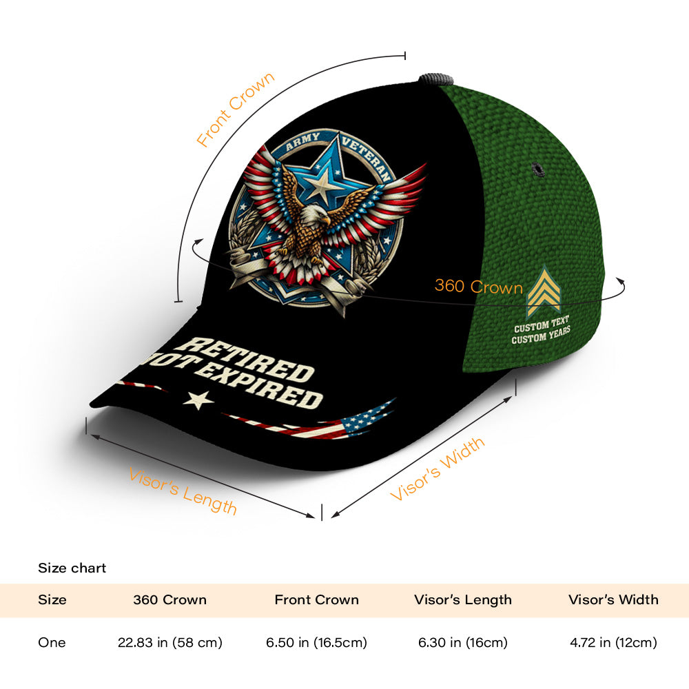 Custom Ranks/Insignia, Personalized Name And Years Served All Over Prints Premium Classic Cap JAOVC19