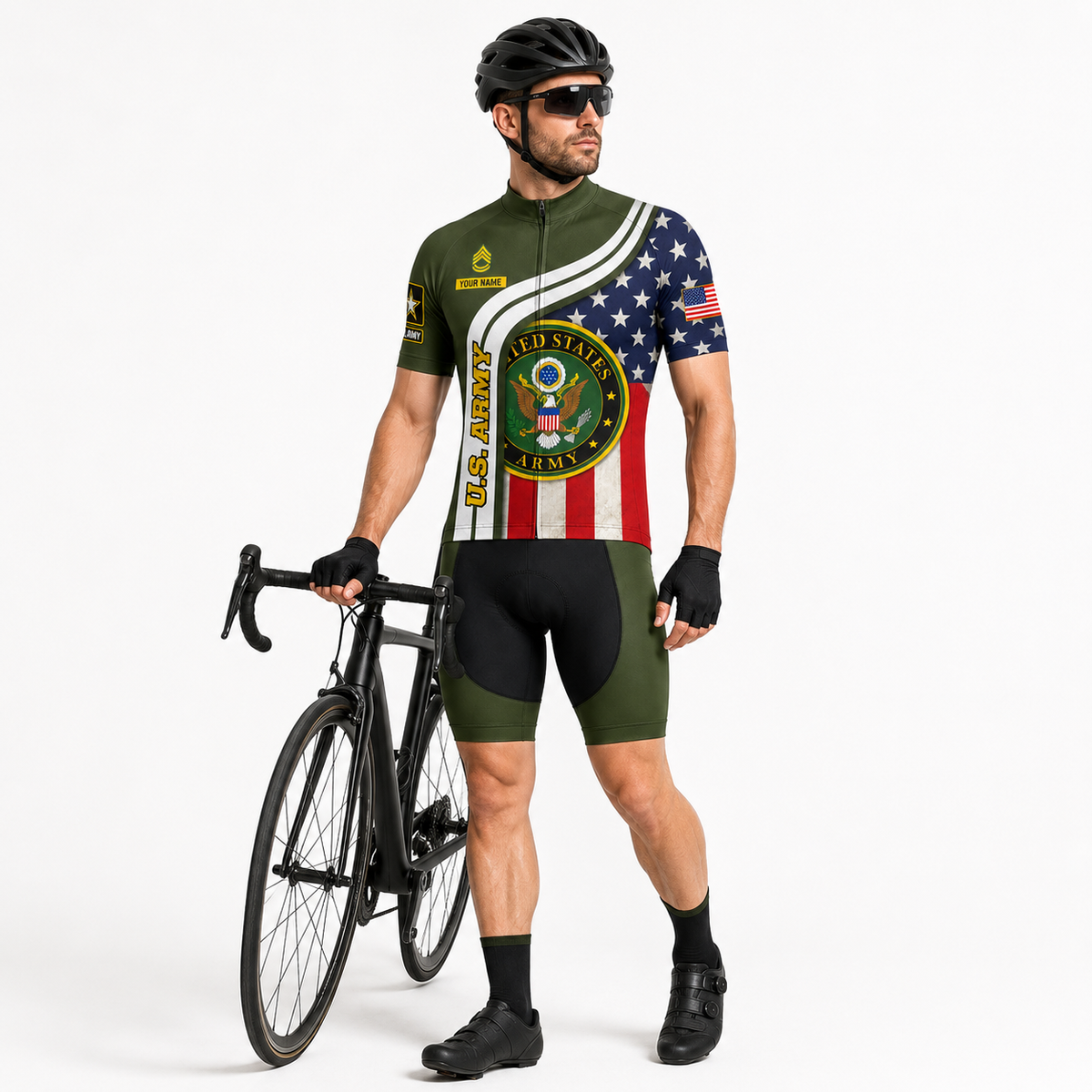 Men’s Personalized Military US Army Inspired Cycling Jersey Kit
