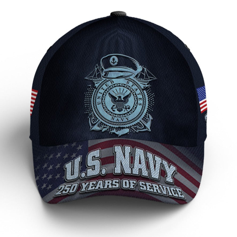 US Navy 250 Years Of Service All Over Prints Premium Classic Cap
