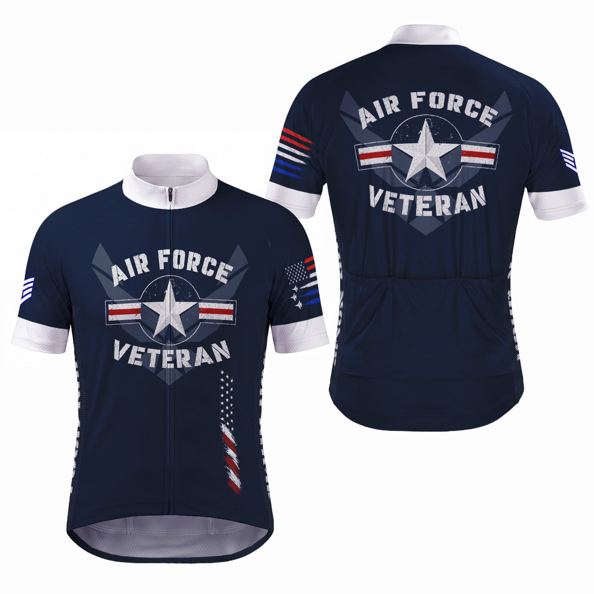 Personalized U.S. Air Force Cycling Jersey Custom Name & Rank Veteran